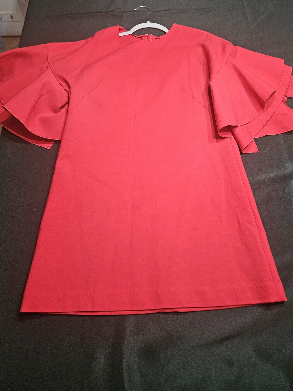 Carolina Herrera red dress with ruffled sleeves, size 6